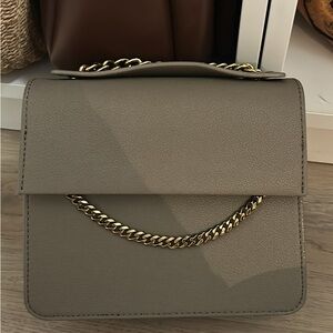 Charles & Keith Gray Crossbody Bag with Gold Chain